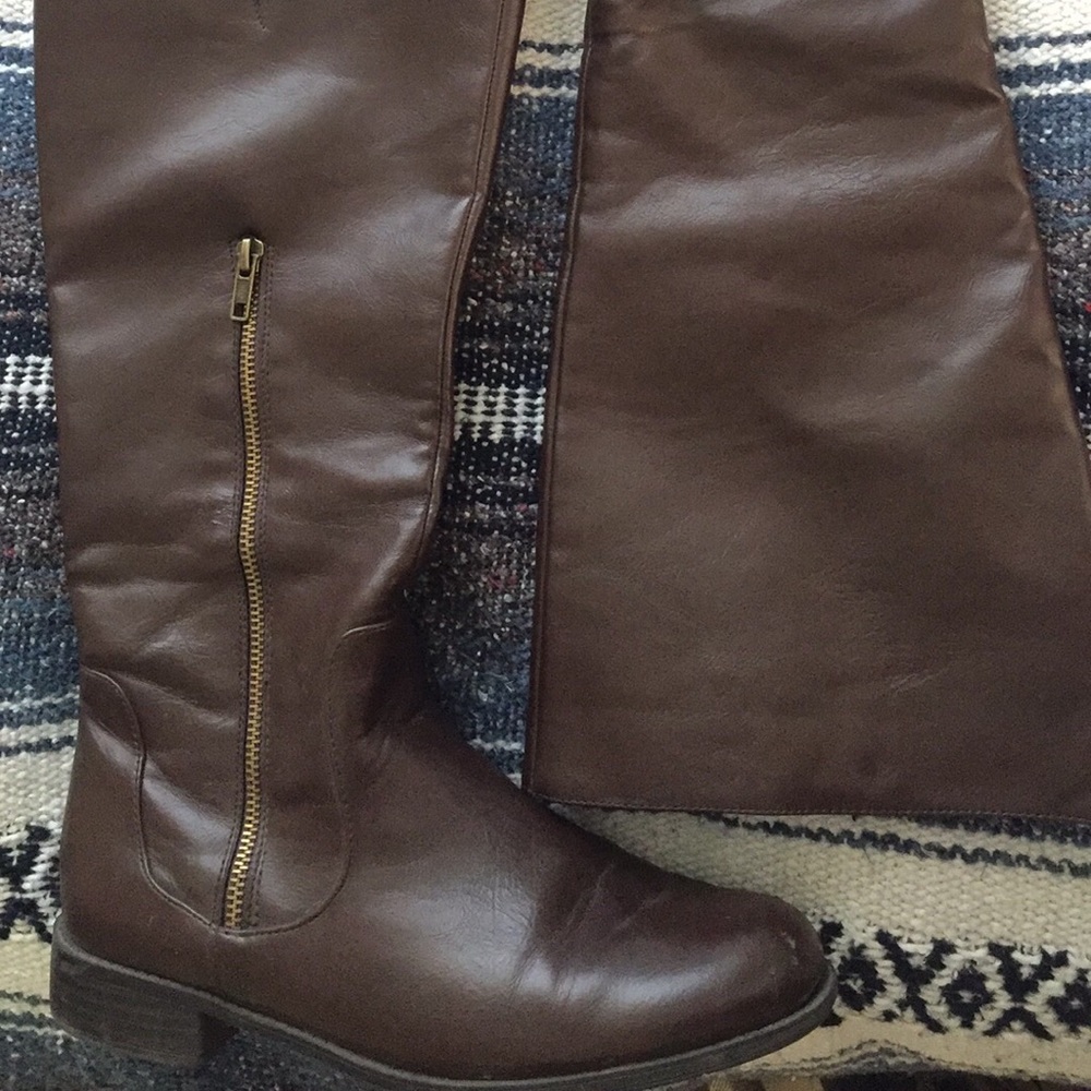 Brown knee high boots